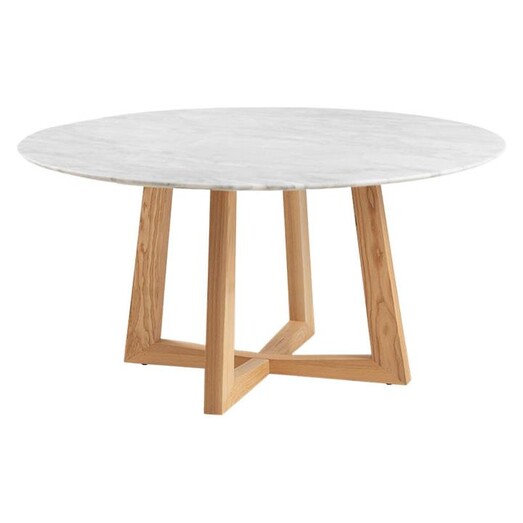 Picture of Sloan Round Marble Dining Table Size 150cm Diameter in White/Natural by casabona