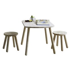 Picture of Smart Kids Wooden Table & Chairs Set Solid Wood Natural Natural Signature