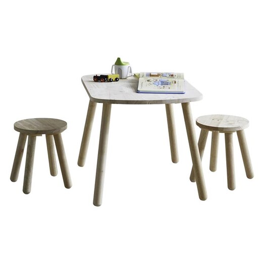 Picture of Smart Kids Wooden Table & Chairs Set Solid Wood Natural Natural Signature