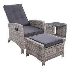 Picture of Solas 3-Piece Outdoor Wicker Recliner and Table Set Polyethylene Assorted Frisse Outdoors