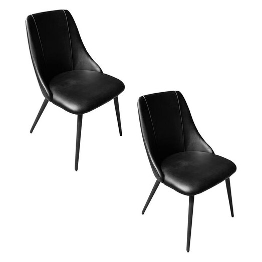 Picture of Sophia Set of 2 Upholstered Dining Chairs Velvet Black HOMESTAR