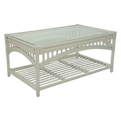 Picture of Sorina Glass Top Coffee Table, Rattan Solid White Mise En Scene