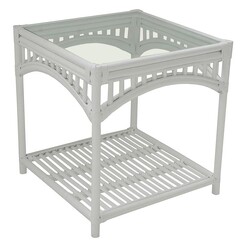 Picture of Sorina Rattan Side Table in White by Mise En Scene