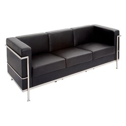 Picture of Space 3-Seater Faux Leather Sofa Black Rapidline