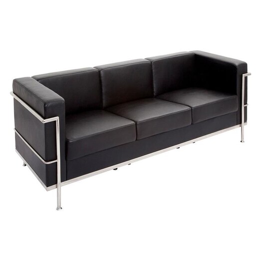 Picture of Space 3-Seater Faux Leather Sofa Black Rapidline