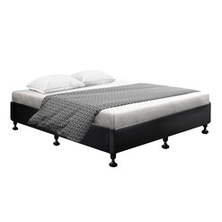 Picture of Spec Faux Leather Queen Bed Wood Black Resort Living