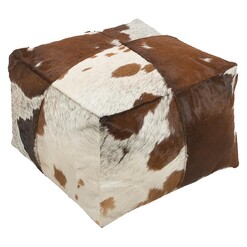 Picture of Square Cowhide Ottoman /White in Brown by Casa Uno
