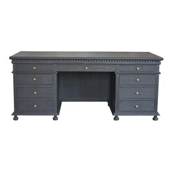 Picture of St James Oak Timber Desk in Black by Jac Home Living