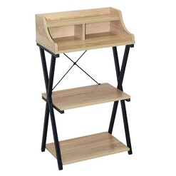 Picture of Standing Desk with Hutch and Shelves Chipboard Black/Natural U.S Designs