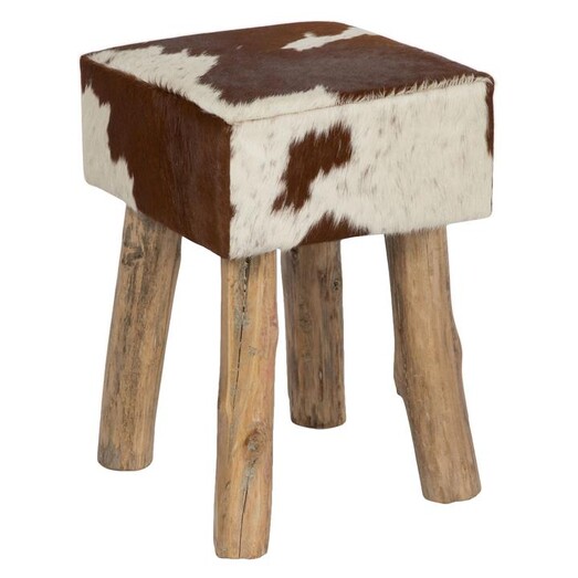 Picture of Stern Cow Hide Stool in Brown by Casa Uno