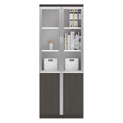 Picture of Stevi Bookcase MDF Black Oak/Glossy White Iniko