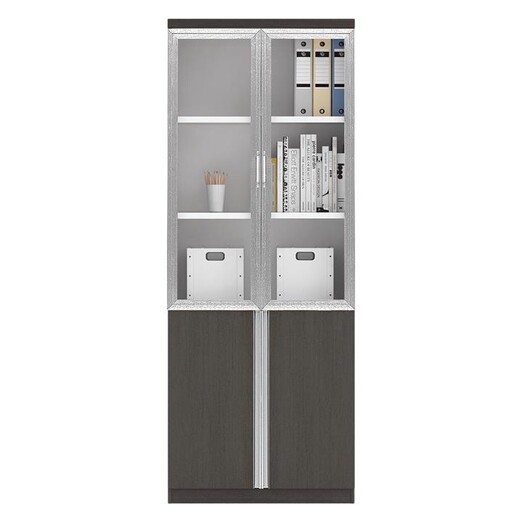 Picture of Stevi Bookcase MDF Black Oak/Glossy White Iniko