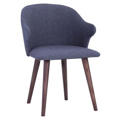 Picture of Stipo Dining Chair, Walnut Legs Fabric Cocoa/Battleship Iniko