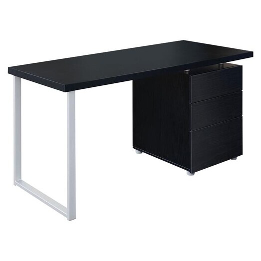 Picture of Studio 3 Drawer Open Office Desk MDF Black Resort Living Picture of Studio 3 Drawer Open Office Desk MDF Black Resort Living