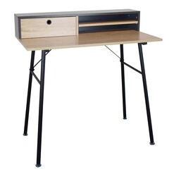 Picture of Study Desk with Shelf and Drawer Chipboard Black/Natural U.S Designs