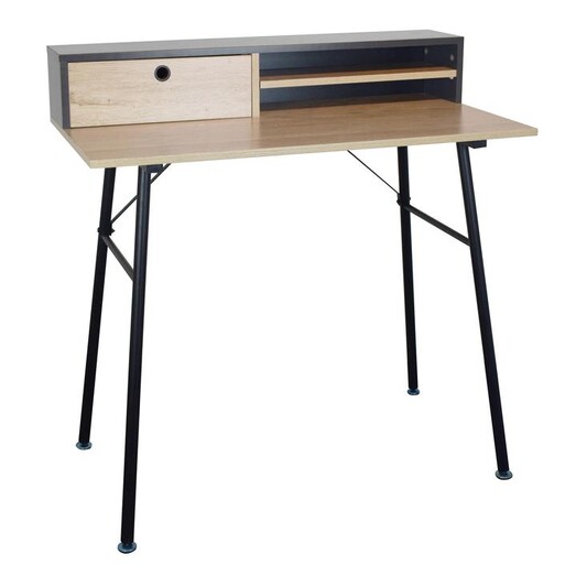 Picture of Study Desk with Shelf and Drawer Chipboard Black/Natural U.S Designs