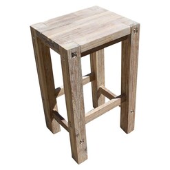 Picture of Sturdy Outdoor Bar Stool, White Wood Brown QFurniture