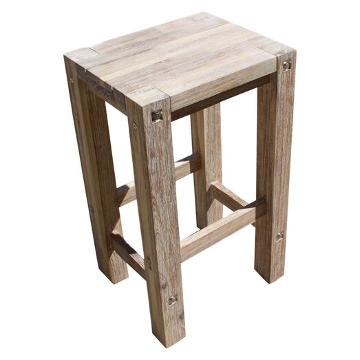 Picture of Sturdy Outdoor Bar Stool, White Wood Brown QFurniture Picture of Sturdy Outdoor Bar Stool, White Wood Brown QFurniture