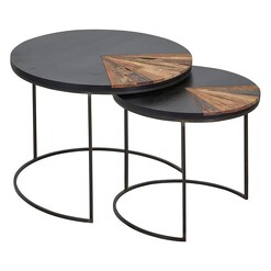 Picture of Sublime Round Nesting Coffee Table (Set of 2) Metal Brown/Black SLH