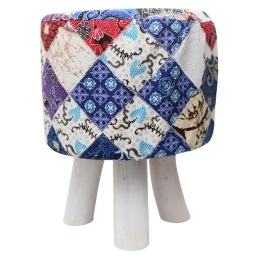 Picture of Suran Batick Stool Fabric Blue/Natural Whiskey Boyd Design