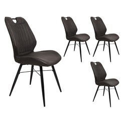 Picture of Sushil Set of 4 Upholstered Dining Chairs Fabric Charcoal Bay Road Designs