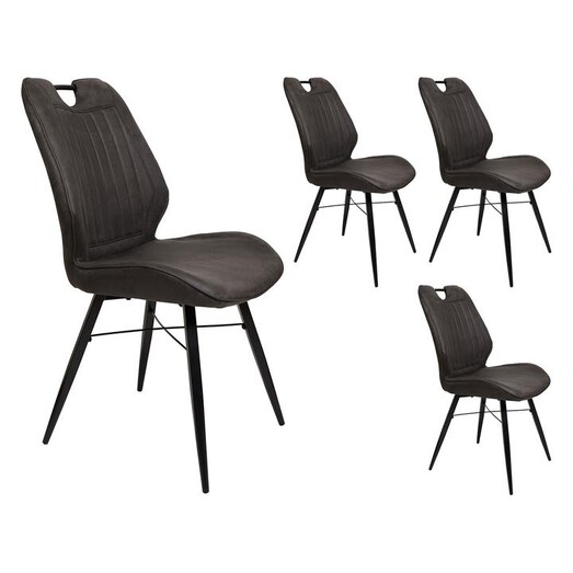 Picture of Sushil Set of 4 Upholstered Dining Chairs Fabric Charcoal Bay Road Designs