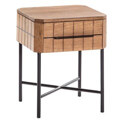 Picture of Sydney Side Table with Drawer Wood Neutrals/Black Amalfi