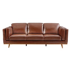 Picture of Tacoma 3 Seater Sofa, PU Leather, Brown Faux Leather Rothbury Home