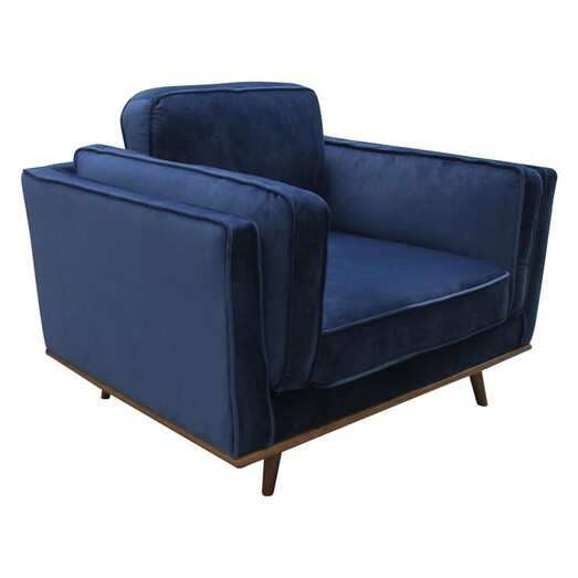 Picture of Tacoma Velvet Armchair, Blue Fabric Rothbury Home