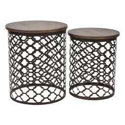 Picture of Taj Side Table (Set of 2) Metal Bronze/Natural Casa Uno