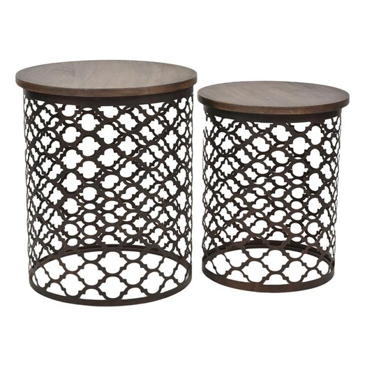 Picture of Taj Side Table (Set of 2) Metal Bronze/Natural Casa Uno