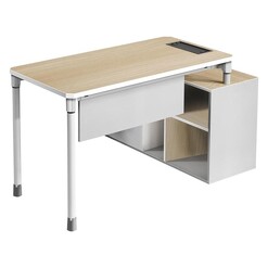 Picture of Talco Workstation with Left Return Melamine Golden Teak/White Iniko