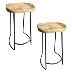 Picture of Tali Tractor Bar Stool (Set of 2) Metal Natural OneWorld Collection