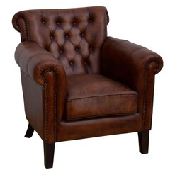 Picture of Tamarah Chesterfield Armchair Leather Brown Phil Bee Interiors