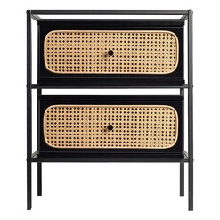 Picture of Tammy Bedside Table with Rattan Drawer Wood Black Emma's Design