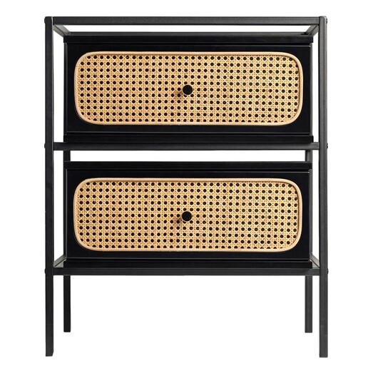 Picture of Tammy Bedside Table with Rattan Drawer Wood Black Emma's Design