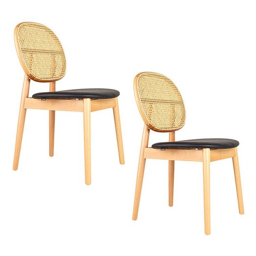 Picture of Tang Black Faux Leather Dining Chair (Set of 2) Vinyl Light Timber casabona Picture of Tang Black Faux Leather Dining Chair (Set of 2) Vinyl Light Timber casabona