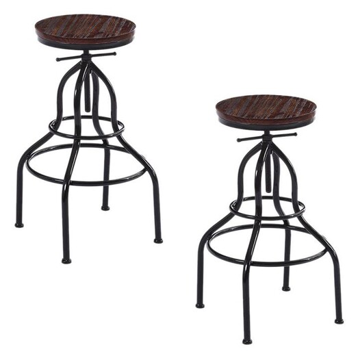 Picture of Tara Set of 2 Adjustable Bar Stools Oak Levede Picture of Tara Set of 2 Adjustable Bar Stools Oak Levede