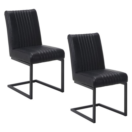 Picture of Teele Set of 2 Faux Leather Dining Chairs Black Bay Road Designs