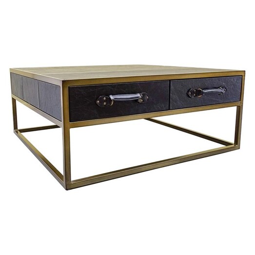 Picture of Teneriffe Leather & Metal Coffee Table Black Searles Homewares