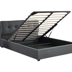 Picture of Teodros Upholstered Queen Storage Bed with Gas Lift MDF Charcoal Levede
