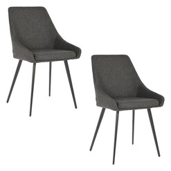 Picture of Terry Set of 2 Upholstered Dining Chairs Fabric Black casabona