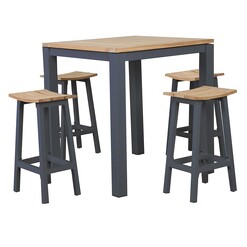 Picture of Teruna 5-Piece Outdoor Bar Set, Grey Metal Gunmetal Nova Caeli