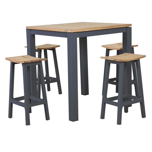 Picture of Teruna 5-Piece Outdoor Bar Set, Grey Metal Gunmetal Nova Caeli