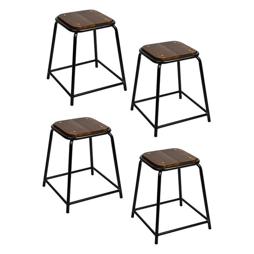 Picture of Timu Stackable Bar Stool (Set of 4) Wood Black Resort Living