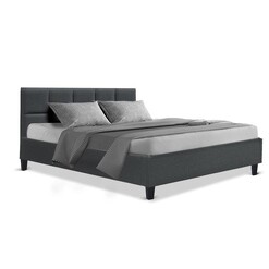 Picture of Tino Bed Frame Fabric - Charcoal Queen
