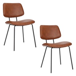 Picture of Tommy Set of 2 Faux Leather Dining Chairs Tan casabona