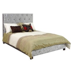 Picture of Triaca Velvet Upholstered Bed, Grey Fabric Beaumont & Braddock