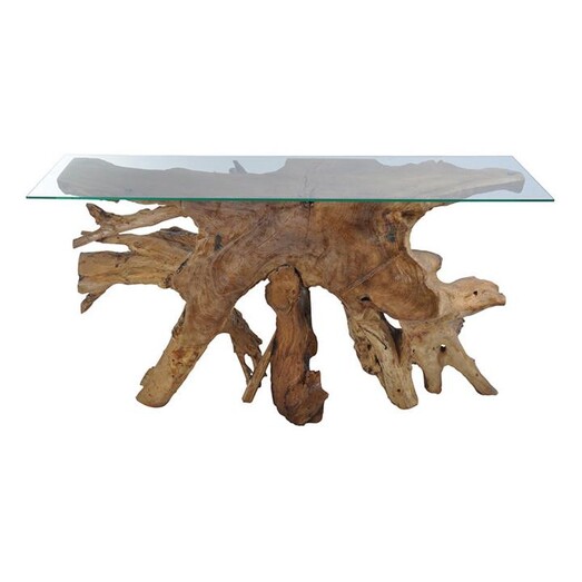 Picture of Tropica Glass Top Console Table in Light Brown by SLH