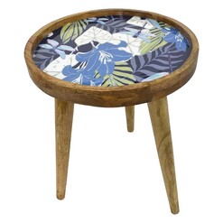 Picture of Tropical Round Wood Table in Blue by Status Collections